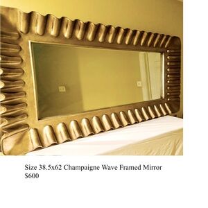 Elegant Dust Gold Wave Trimmed Mirror